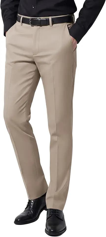 COOFANDY Men Dress Pants Slim Fit Suit Pants Expandable Waist Casual Slacks
