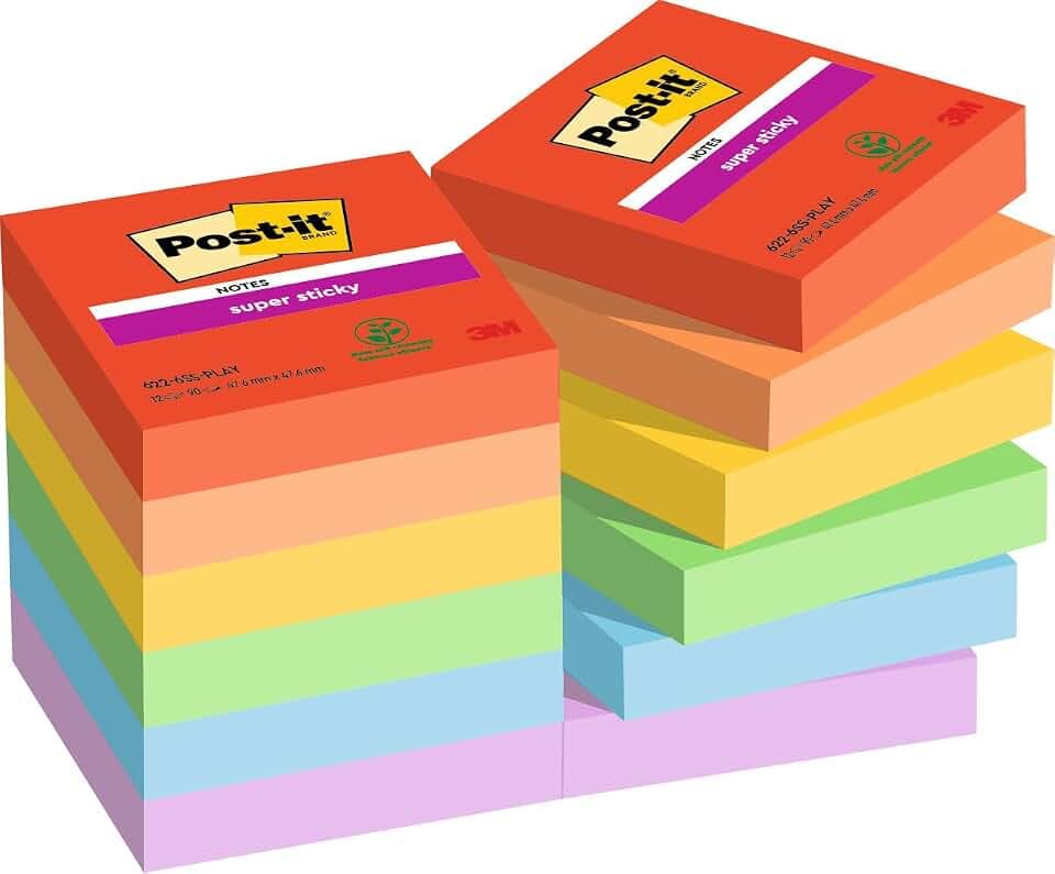 Post-it Super Sticky Notes, 12 Blöcke (1080 Blatt), 47,6 mm x 47,6 mm