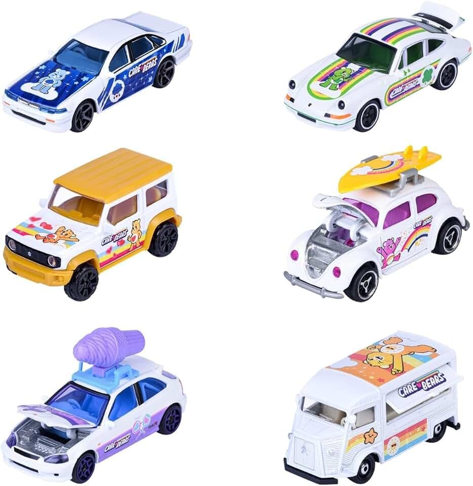 Majorette Auto Care Bears Premium (1 Modellauto) - Spielzeugauto aus Metall mit Care Bears Design, Federung & zu öffnendem Teil, zufällige Auswahl aus 6 Autos für Sammler und Kinder ab 3 Jahren