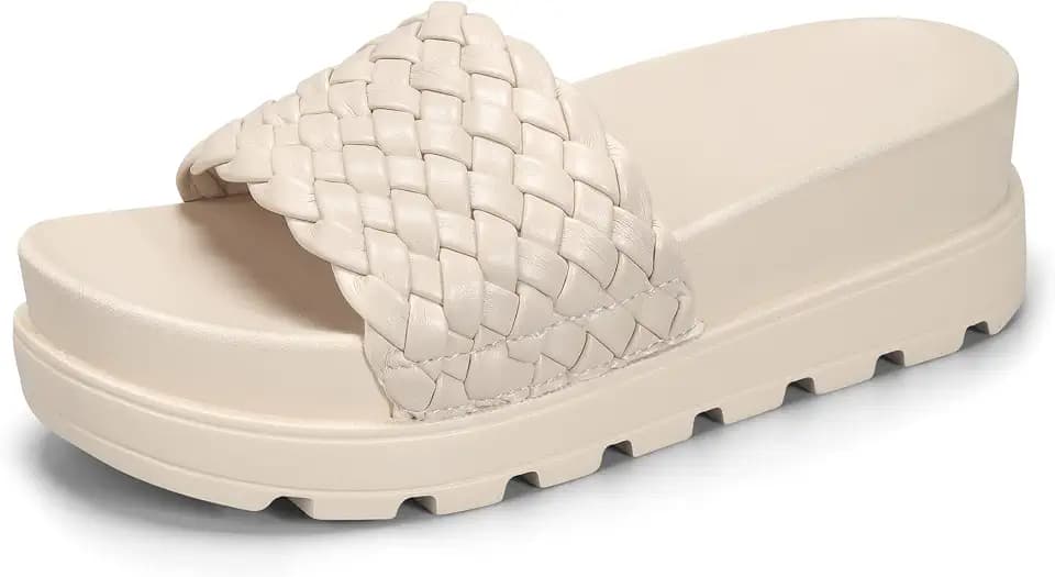 LUCKY STEP Women's Chunky Platform Braided Slide Sandals