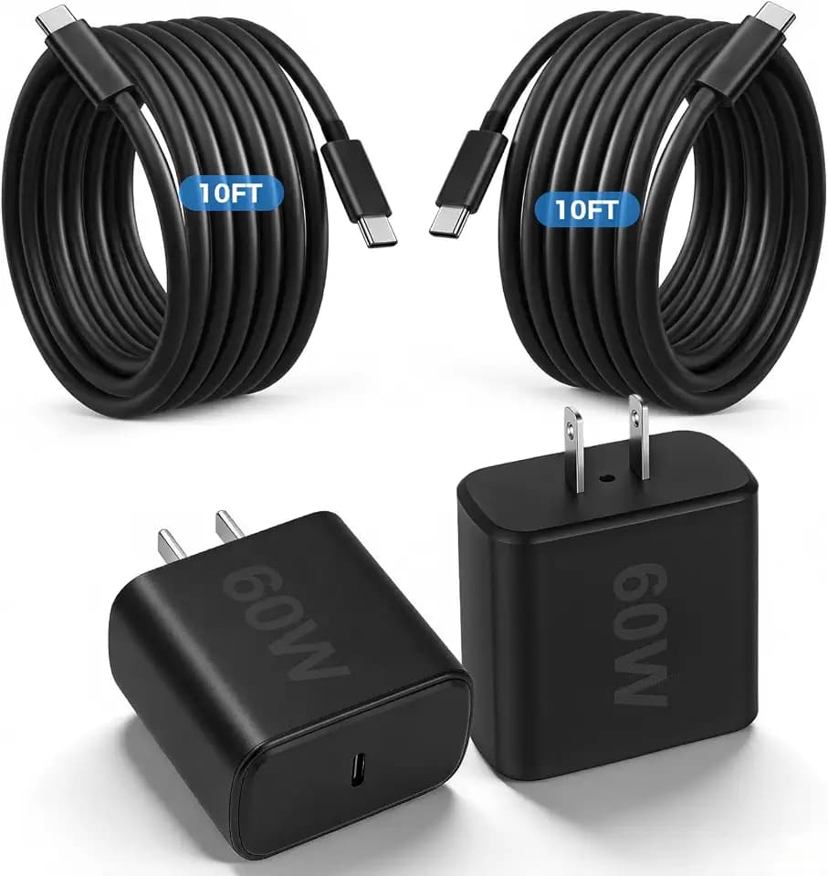10FT Fast Charging Cord TypeC with 60W USBC Charger Block for Samsung Phone