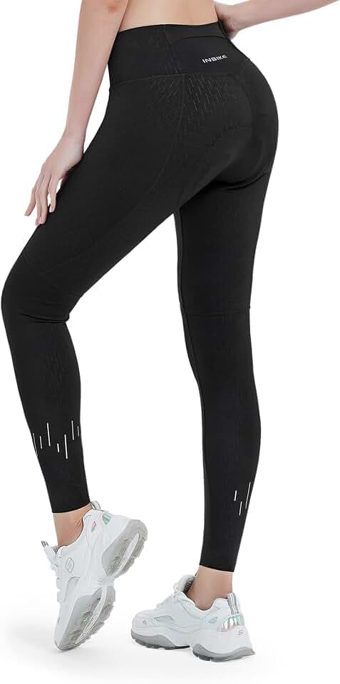INBIKE Fahrradhose Damen Lang mit 4D Sitzpolster Geprägtes Stoff Atmungsaktive Dehnbare Radlerhose für Moutainbike Reiten Fahrrad LW005