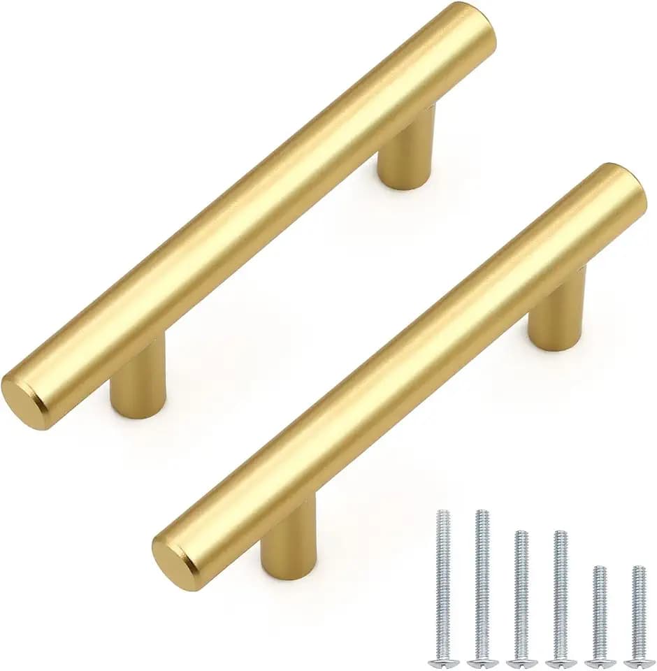 Probrico Gold Cabinet Pulls & Handles 3" Hole Centers Round 10 Pack
