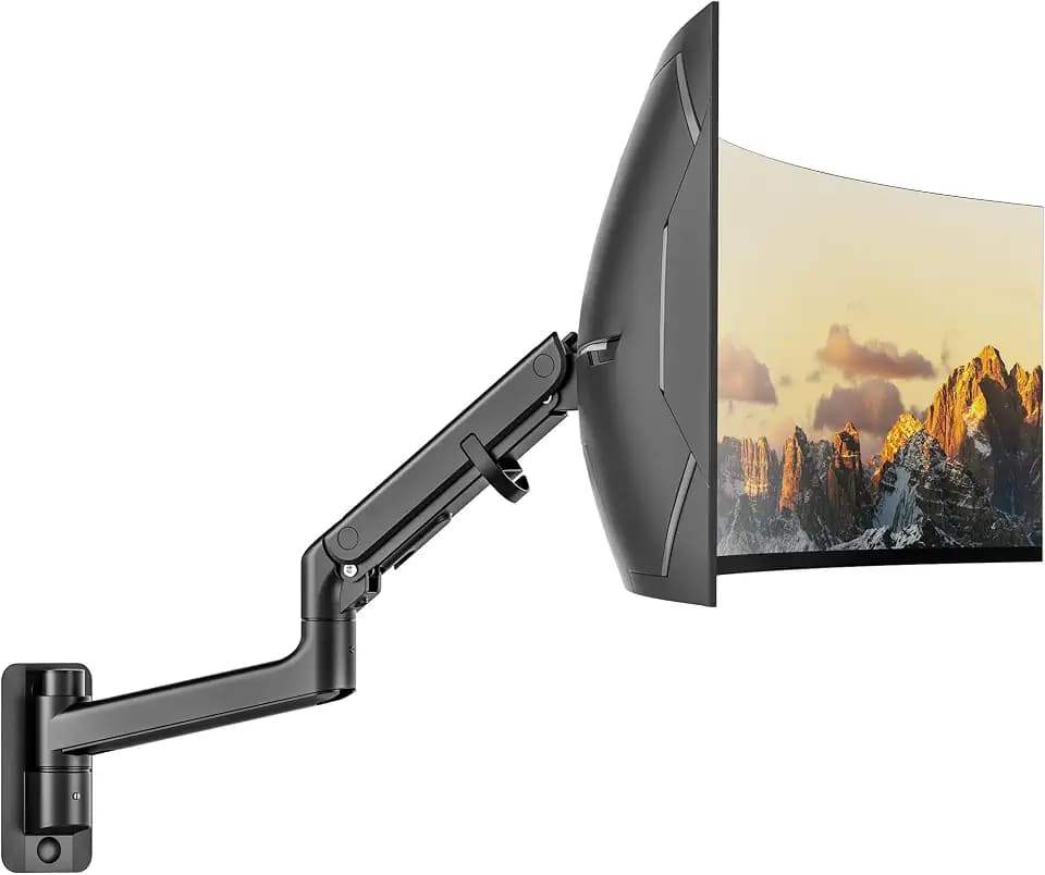 monTEK Single Monitor Wall Mount, 17–57" Gas Spring Arm, Heavy Duty, Black