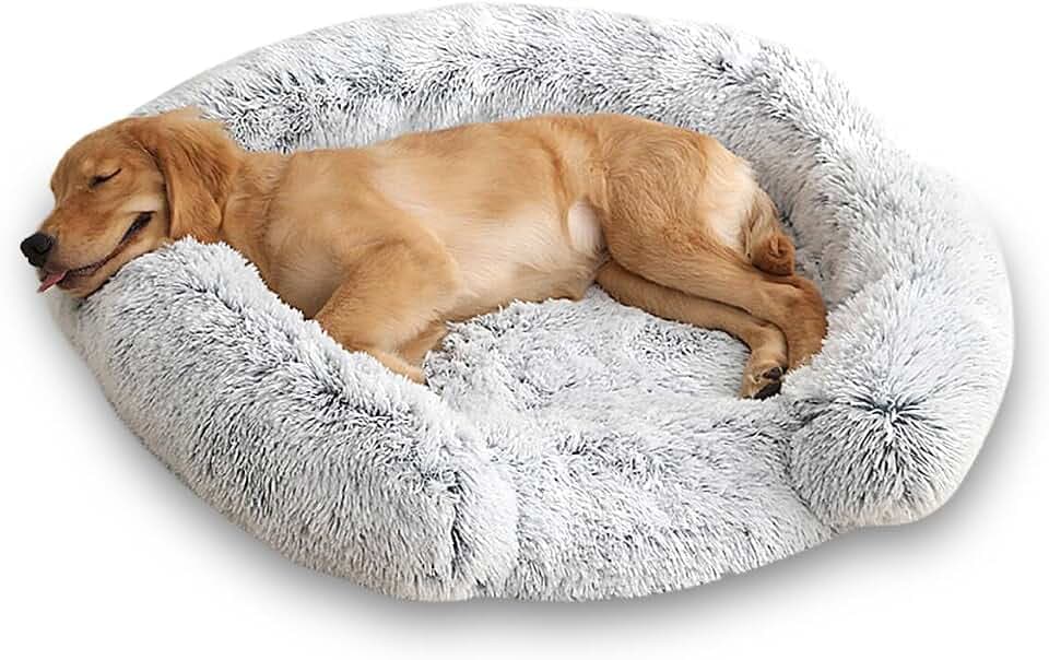 SUOXU Hundebett, Mittelgroße Hunde Orthopädisches Hundebett Abnehmbar und Waschbar, Hundekissen Flauschig Beruhigendes Hunde und Katzen Bett, C-Shape Donut Kuscheliges Haustierbett