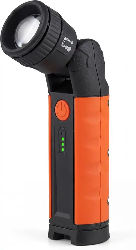 Rechargeable Flashlight with Magnetic Base, Zoomable and 180° Swivel Head