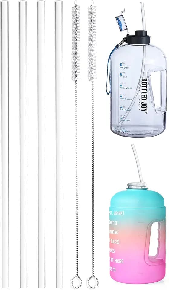 ALINK 15 inch Extra Long Reusable Clear Silicone Straws, 4-Pack Flexible Straws for Stanley 40 oz Tumbler, 1 Gallon Water Bottle, Wine Bottle, 128 64 oz Tumbler with Brush