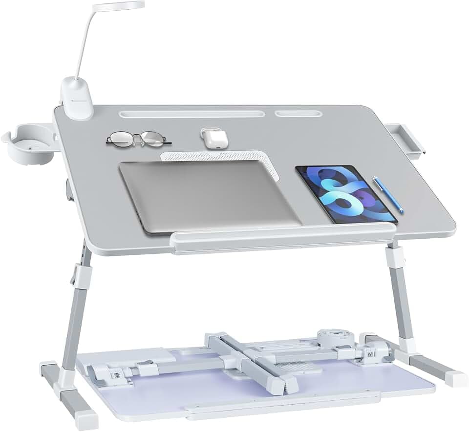 iXTRA Adjustable Laptop Lap Desk with Cooling Fan USB Light for Adults