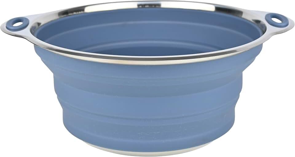 Cao Klappbare Salatschüssel aus Silikon, 2,50 Liter, aus Silikon & Edelstahl, Farbe: Blau, Länge 28 cm, Breite 24 cm, Höhe 11,5 cm