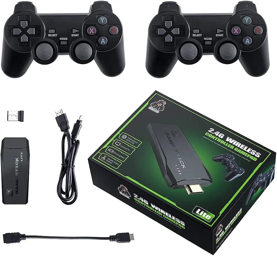 Retro Gaming Console M8 64G Wireless Game Stick,20000+ Games 4K HDMI Output Plug and Play Handheld Game Console with 2.4G Wireless Controller Gamepad for Christmas Birthday Gifts Easter Gifts