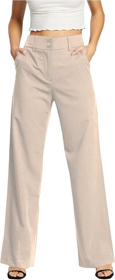 femiss Damenhose mit weitem Bein, maßgeschneidert, für Büro, Arbeit, elegant, formell, entspannte Passform