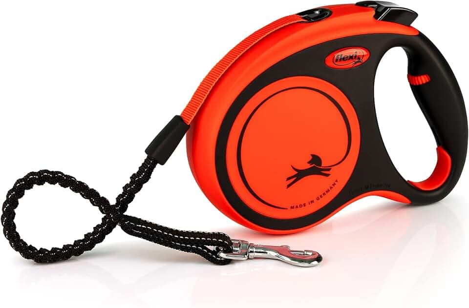 flexi Xtreme M Hunde Roll-Leine, Ultra robuster, 5m Gurt, schwarz/orange