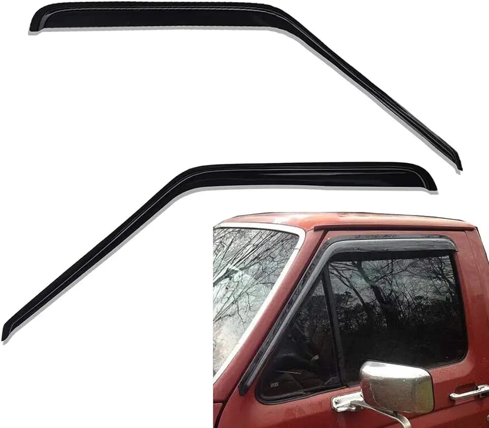 Lightronic Extra Durable Outside-Mount Auto Vent Window Visor, Fits 1980-1996 Ford Bronco & Ford F-150/F-250/F-350; 1997 F-250 HD, Regular Cab/SuperCab/SuperCrew, UV-Protect Rain Guard, Smoke, 2-Pcs