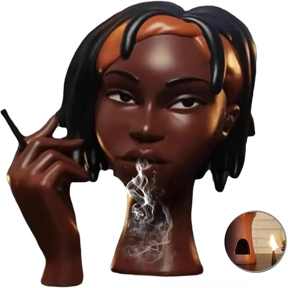 Head Incense Holder Black Women, Head Incense Burner Black Women, Solange-Headscents Incense Holder Black Women, Headscents Incense Holder for Bedroom, Livingroom, Home Decor(C)