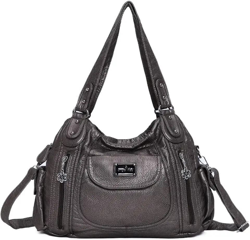 Angel Kiss Women Handbags Shoulder Bags Washed Leather Satchel Tote Bag Mutipocket Hobo Purse