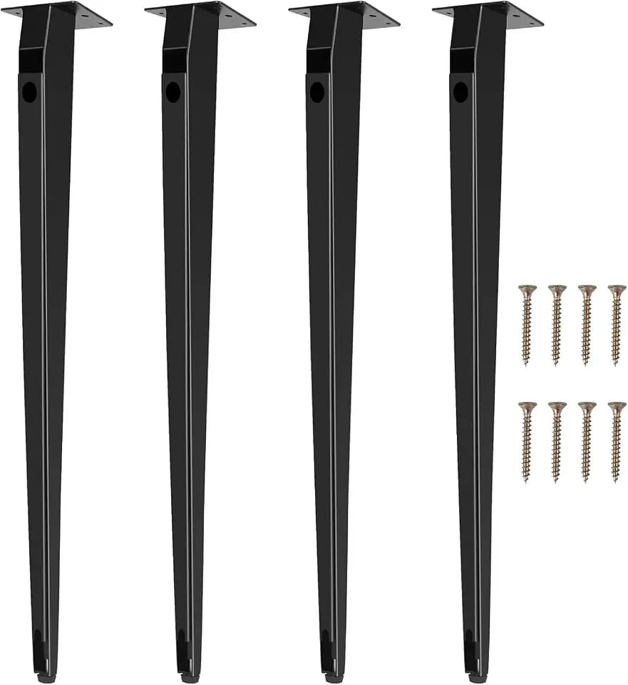 Black Matt Ironwork Design, Hairpin Table Legs 28 Inch - Adjustable Furniture Legs for Coffee Tables, Benches, and Shelves - Rust-Resistant Metal Legs with Hidden Wire Holes (Set of 4)