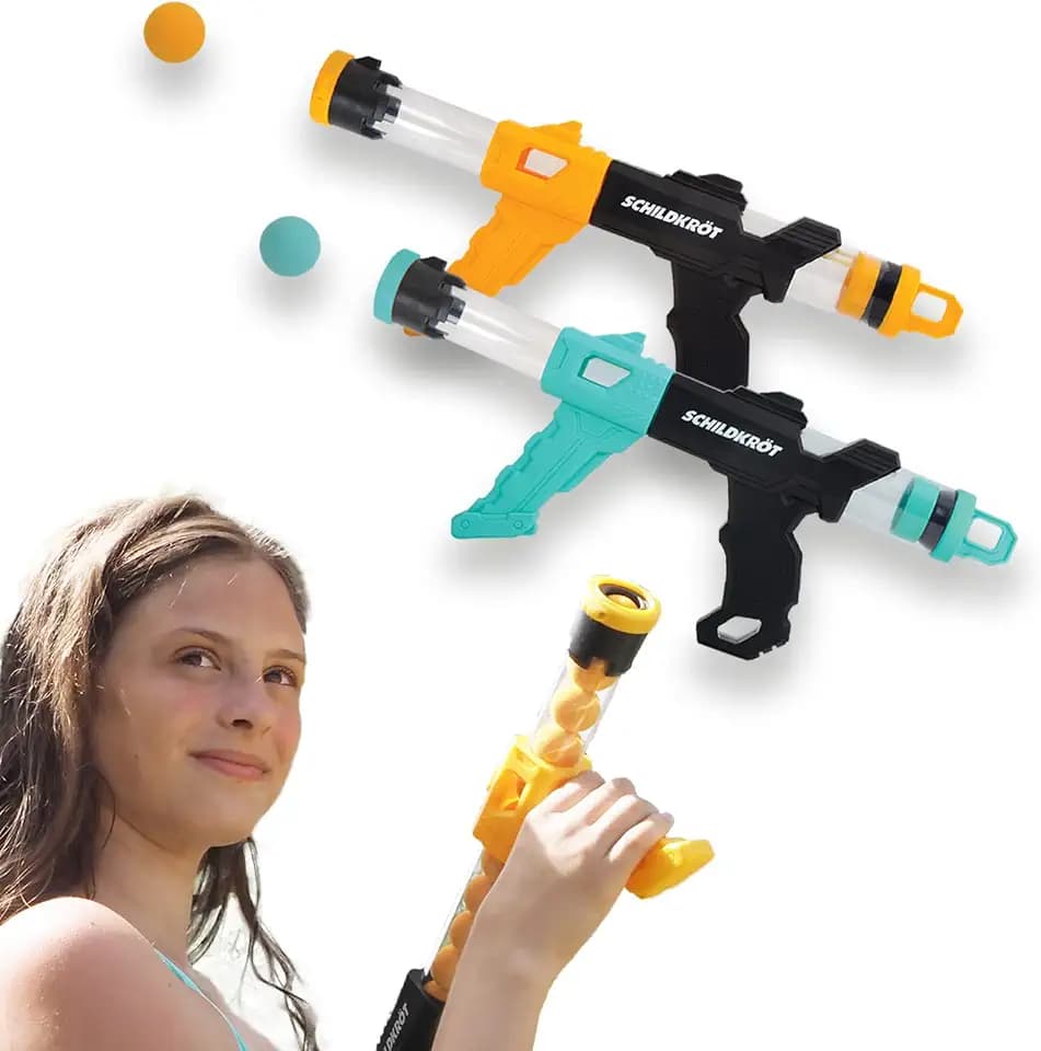 Schildkröt Fire Blaster Set, 2 Popper-Pistolen und 24 Schaumstoffbälle, für Indoor und Outdoorspaß, für Groß und Klein, ab 6 Jahren