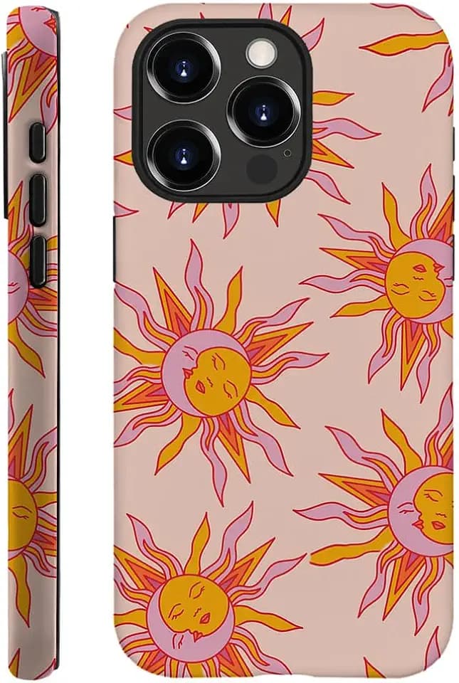 Compatible with iPhone 15 Pro,Durable & Shockproof Phone Case Cover Design - Aesthetic Moon Sun
