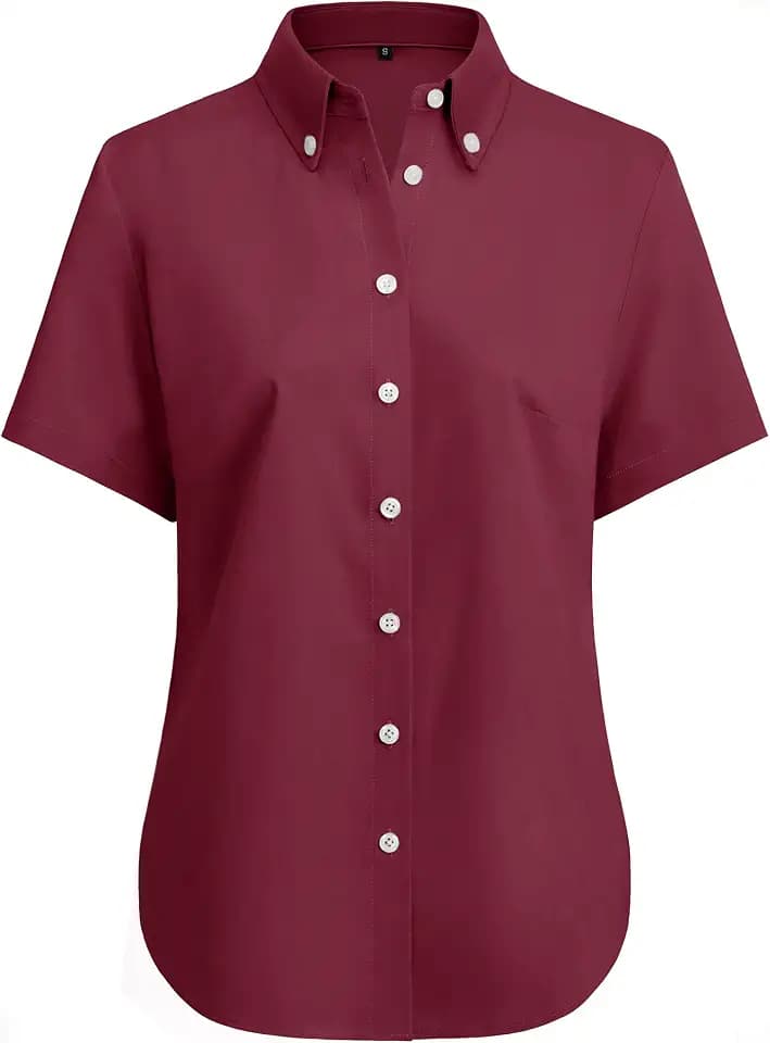 siliteelon Button Down Shirts for Women Oxford Shirt Short Sleeve Wrinkle Free Dress Shirts Work Business Office Blouse