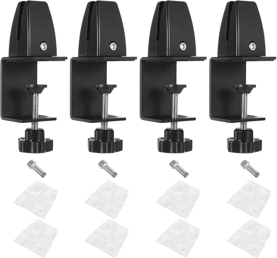 4 Stück Schreibtisch Trennwand klemme, Verstellbare Aluminium Tischteilerklemmen, Abnehmbar & Verstellbare C-Klemmen Vier tütchen pro Sektion schützen für Büro, Privatanwendung, Schwarz