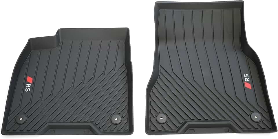 Audi 85B061221B041 Fußmatten Gummi Allwettermatten 2X Gummimatten vorn, schwarz, mit RS-Logo und roter Audi Sport Raute