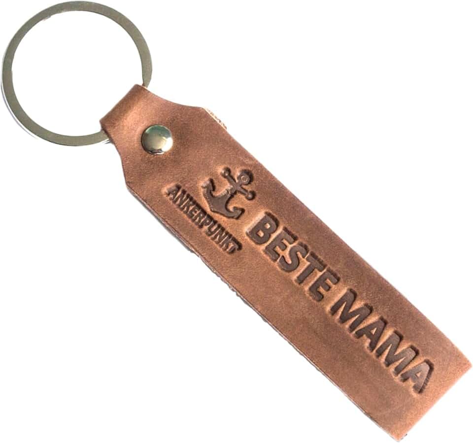 Beste Mama Schlüsselanhänger Leder – Geschenke für Mama, Mama Geburtstagsgeschenk, Geschenk für Mama, Werdende Mama Geschenk, Autoschlüsselanhänger – Handmade in Germany, Dunkelbraun
