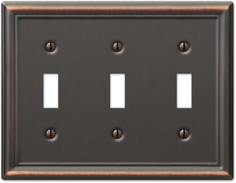 Amerelle 149TTTDB Chelsea Wallplate, 3 Toggle, Steel, Aged Bronze, 1-Pack