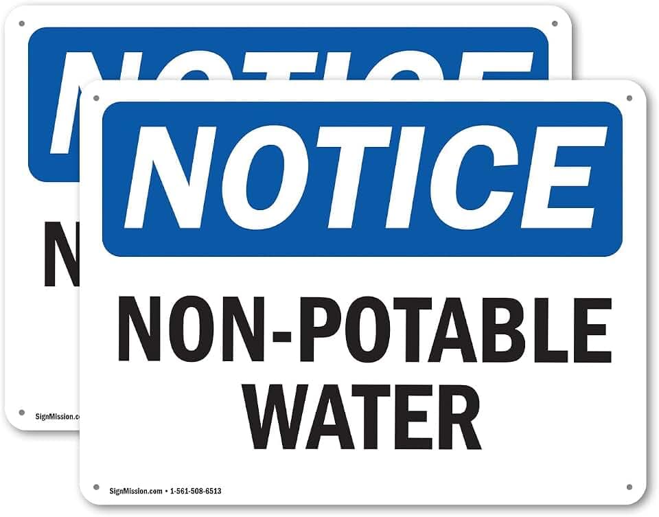 (2 Pack) Non-Potable Water OSHA Notice Sign 24 Inch X 18 Inch Plastic Sign, Weather Resistant, UV Protected for Workplace, Business, and Construction Site, Made in the USA