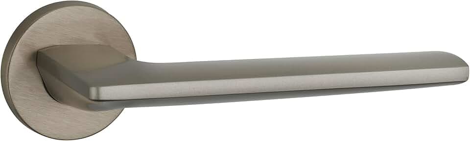 THIRARD Boston Türgriffrosette aus satiniertem Nickel für Innentüren – Hebel aus Aluminiumlegierung – Verdeckte Befestigungsschrauben – 7-mm-Stahlspindel – Rückholfeder