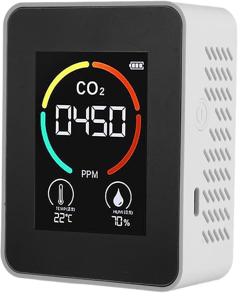 CO2-Messgerät, 3-in-1 Luftqualitätsmonitor Für Innenräume, Echtzeitüberwachung Von Kohlendioxid, Luftfeuchtigkeit Und Temperatur, Batteriebetrieben Für Zuhause