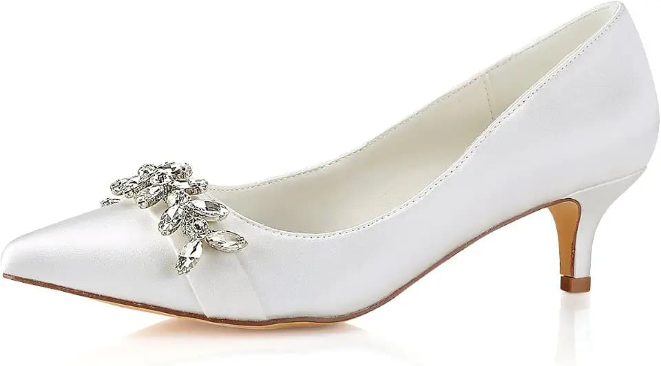 Elfenbein Hochzeit Schuhe wies Strass Kitten Heel Brautschuhe Mutter Schuhe