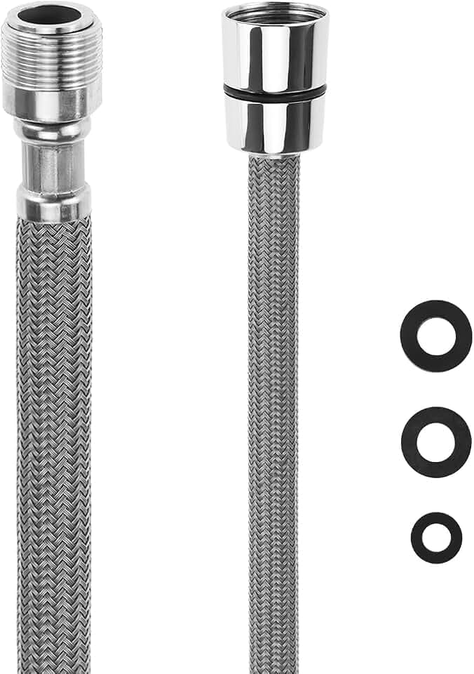 QWORK® Wasserhahn Schlauch 150cm, Nylon Brauseschlauch M15/1 x 1/2 Zoll, Schlauch für Pull-Down Wasserhahn, für Küchen- & Badarmaturen