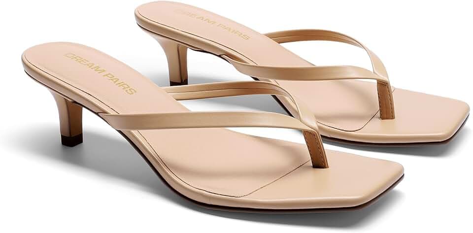 DREAM PAIRS Women's Flip Flop Kitten Heel Sandal