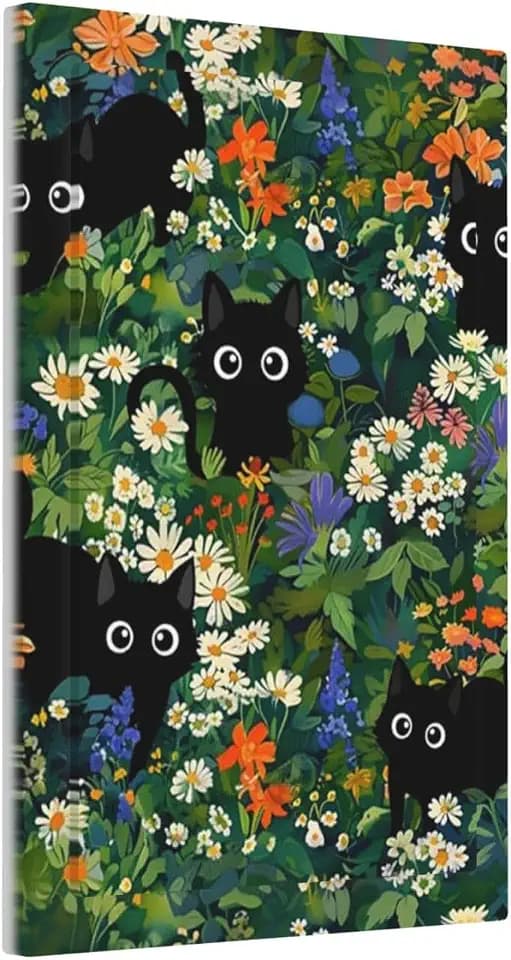Funny Cartoon Boho Black/Green Cats Floral Decorative 1 Gang No Device Blank Wall Plate Oversize Kids Cute Boys Girl Electric Unused Receptacle Decorator/Gfci Light Outlets/Switches Face Plate Cover