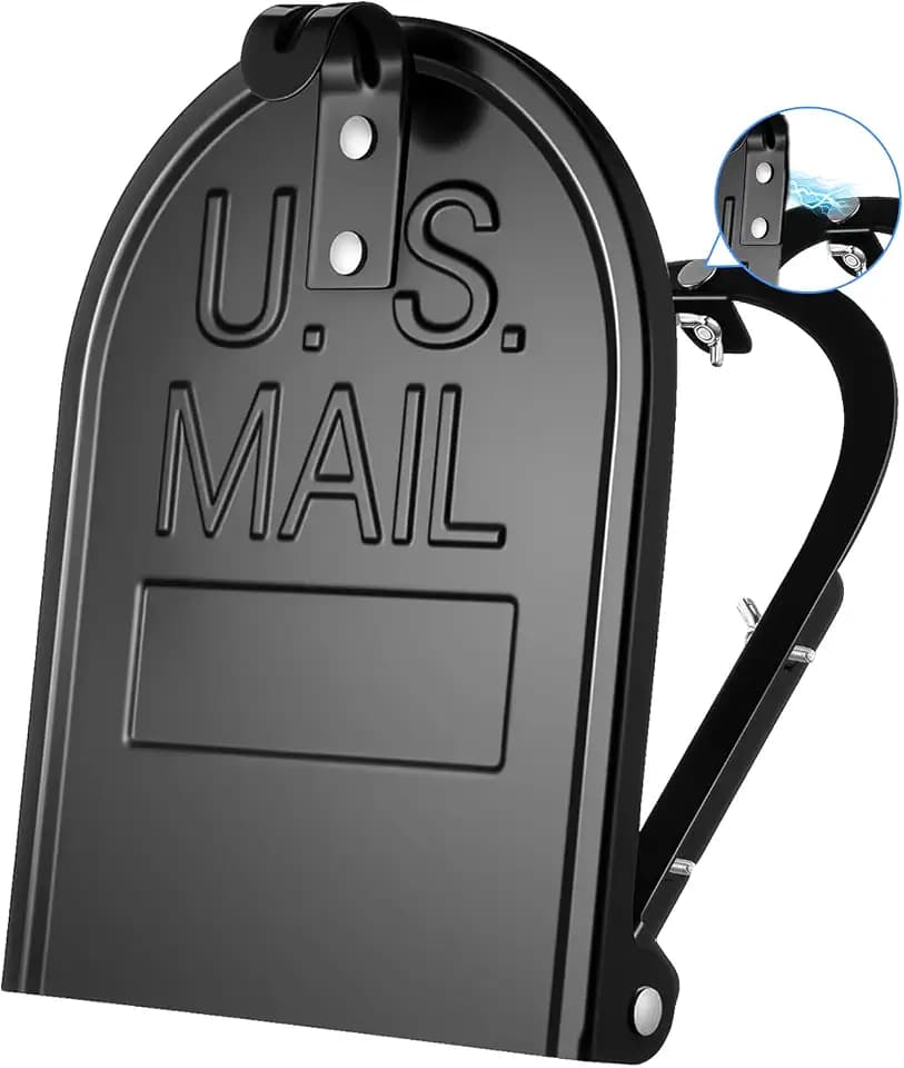 Mailbox Door Replacement,6 1/4"(W) x 8 1/4"(H) Exact Size,Black Metal Mailbox Door Front Panel with Easy Installation Kit,Fits Most Standard Curbside Residential Mailboxes