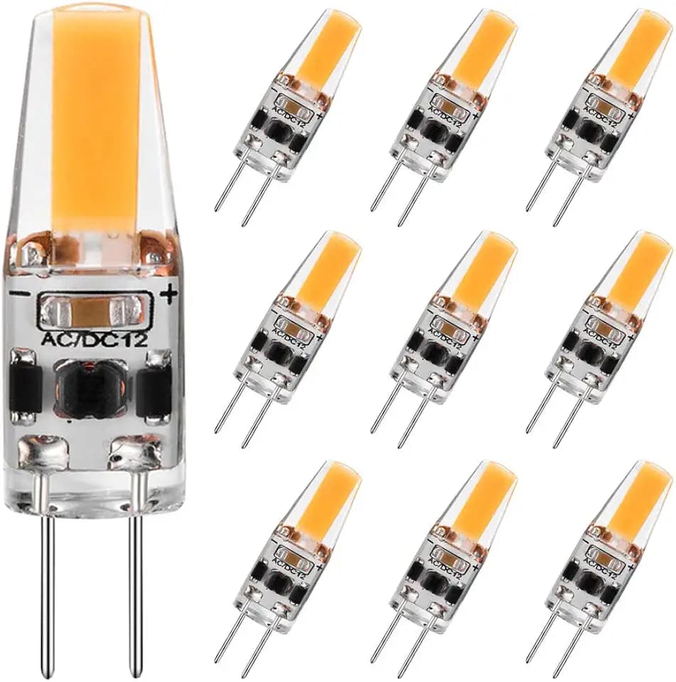 G4 LED Bulb 2W Equivalent to 20W T3 JC Type Bi-Pin G4 Base Halogen Bulb, AC/DC 12V Warm White 3000K G4 Bulb for Under Cabinet Light, Ceiling Lights, RV, Boats, Outdoor Landscape Lighting (10 Pack)