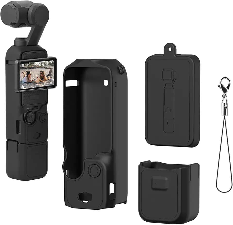 Silicone Protective Case Cover for DJI Osmo Pocket 3 Silicone Sleeve Protective Cover Handheld Gimbal Action Camera Accessories(Black)