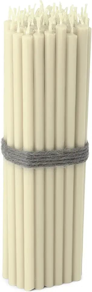 NKlaus Altarkerzen, dünne weiße Stabkerzen, tropffrei, 16 cm, 50 Stück