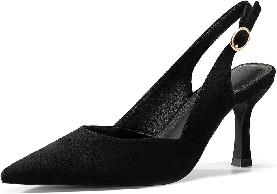 Rilista Women's Slingback Kitten Heels Closed Pointed Toe Backless Wedding Party Dress Pumps Shoes