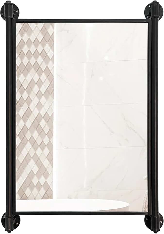 Industrial Pipe Mirror,Rustic Bathroom Mirror,Rectangle Wall Mirror