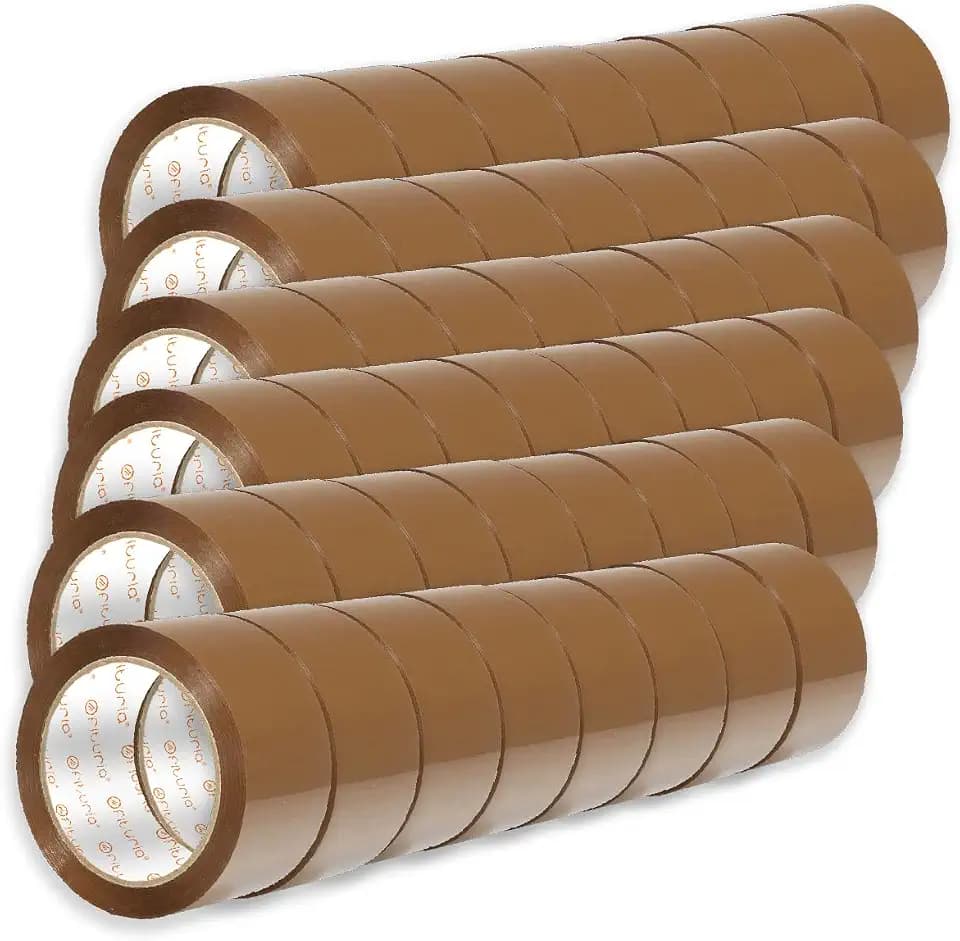 OFITURIA Paketklebeband, Braunes Klebeband, Packband für Umzugskartons und Sendungen, Verpackungsklebeband, Sicheres und Widerstandsfähiges Paketband (38mmx66m, 48 Rollen)