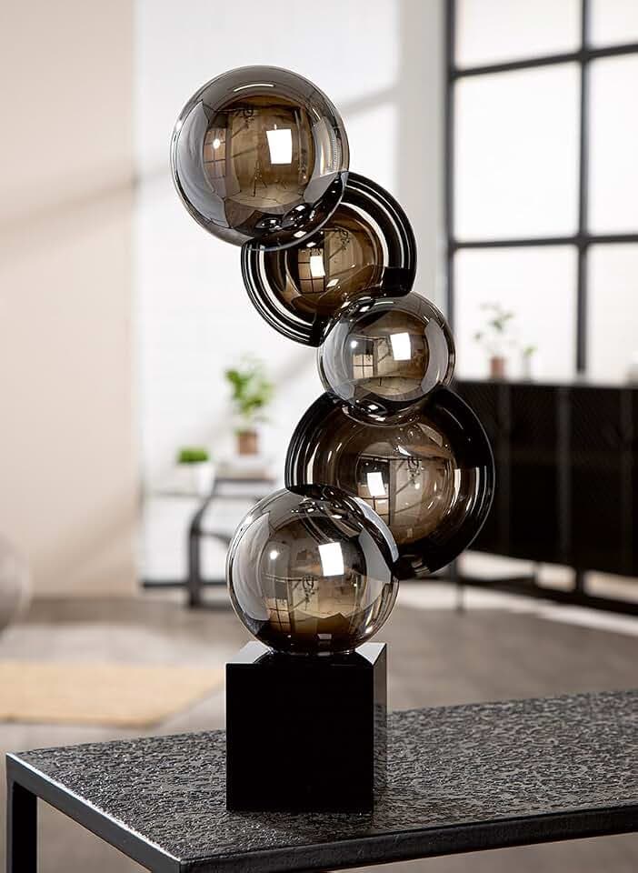 GILDE GLAS art Skulptur Rondo Glas schwarz-weiß glänzend, 39 cm