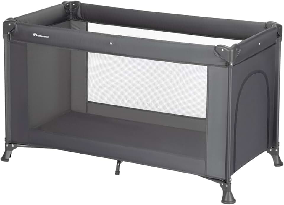 Bebeconfort Sweet Dreams, Baby Reisebett, 0–3 Jahre (0–15 kg), Reisebett leicht für Babys, Große gepolsterte Matratze, Seitenfenster, Einfach Kompakt Klappbar, Mit Reisetasche, Mineral Graphite