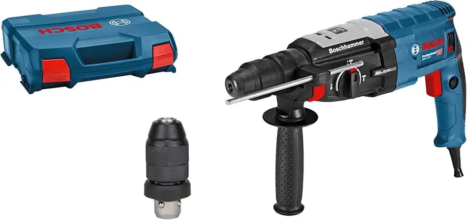 Bosch PRO Bohrhammer GBH 2-28 F (inkl. Zusatzhandgriff, Tiefenanschlag 210mm, Maschinentuch, Schnellwechselbohrfutter, Wechselfutter SDS-plus, Handwerkoffer)