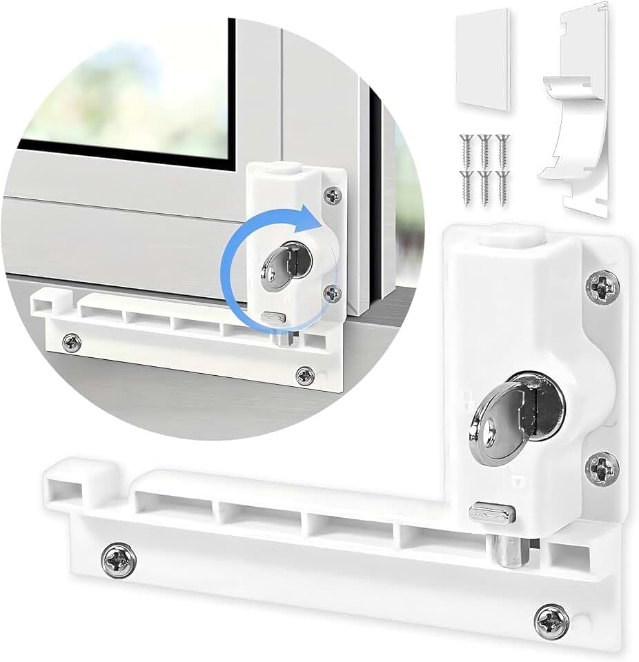 Patio Sliding Door Security Foot Lock Kick Lock with keyed, ABS,Fits on Top Rail-Childproof Patio Door Guardian-or Bottom Rail-Foot Operated-Keep Your Family Safe and Secure(1 Pack)