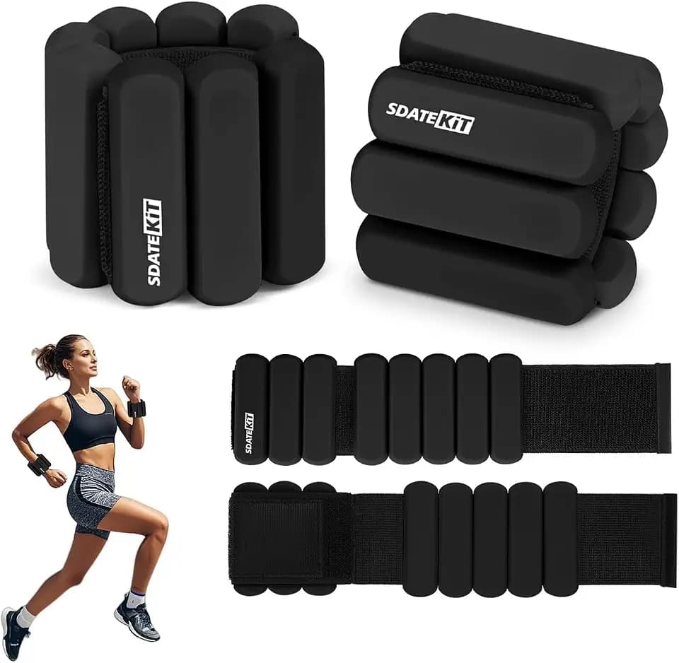 Wrist and Ankle Weights for Women & Men Set of 2 (1lb Each), Adjustable Silicone Wearable Arm & Leg Weights for Pilates, Gym, Yoga, Cardio, Strength Training