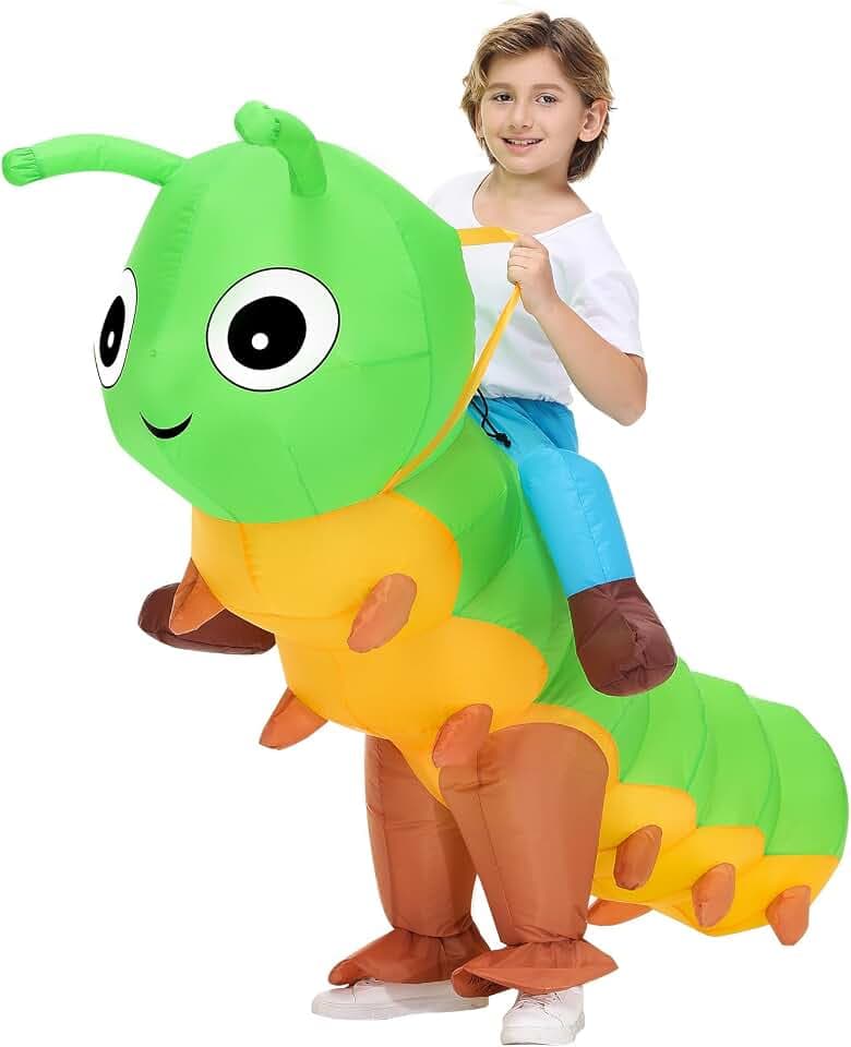 Poptrend Aufblasbare Kostüm Raupe Kostüme für Erwachsene Kinder, aufblasbares Raupenkostüme, Halloweenkostüme für Männer Frauen, lustige Kostümpartykostüme