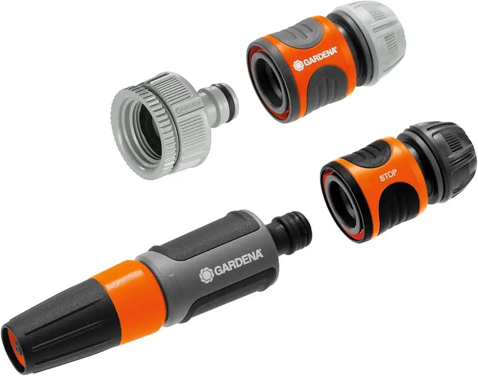 GARDENA Grundausstattung, Komplettset für Systemeinsteiger bestehend aus Wasserspritze, Schlauchstück, Wasserstop und Hahnverbinder (18295-20)