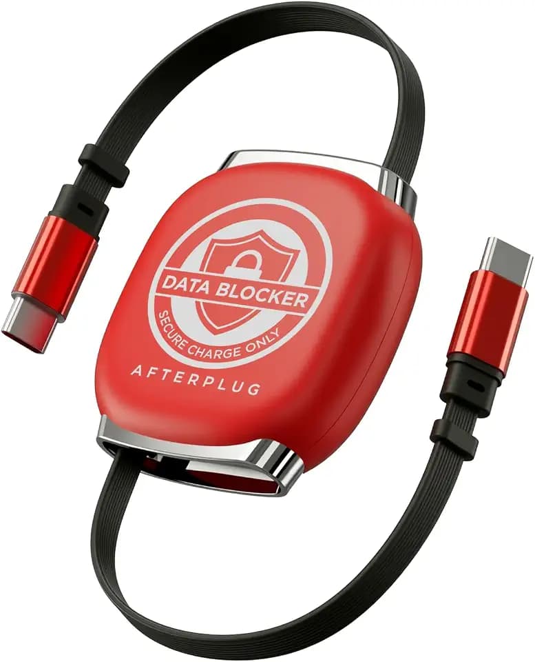 Retractable USB-C Data Blocker Cable, 240W Fast Charging, 3.3ft