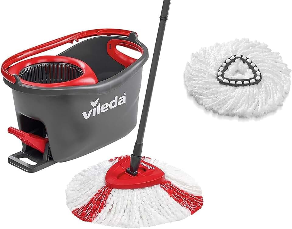 Vileda Turbo Wischmopp Set, Teleskopstiel, Eimer mit Powerschleuder